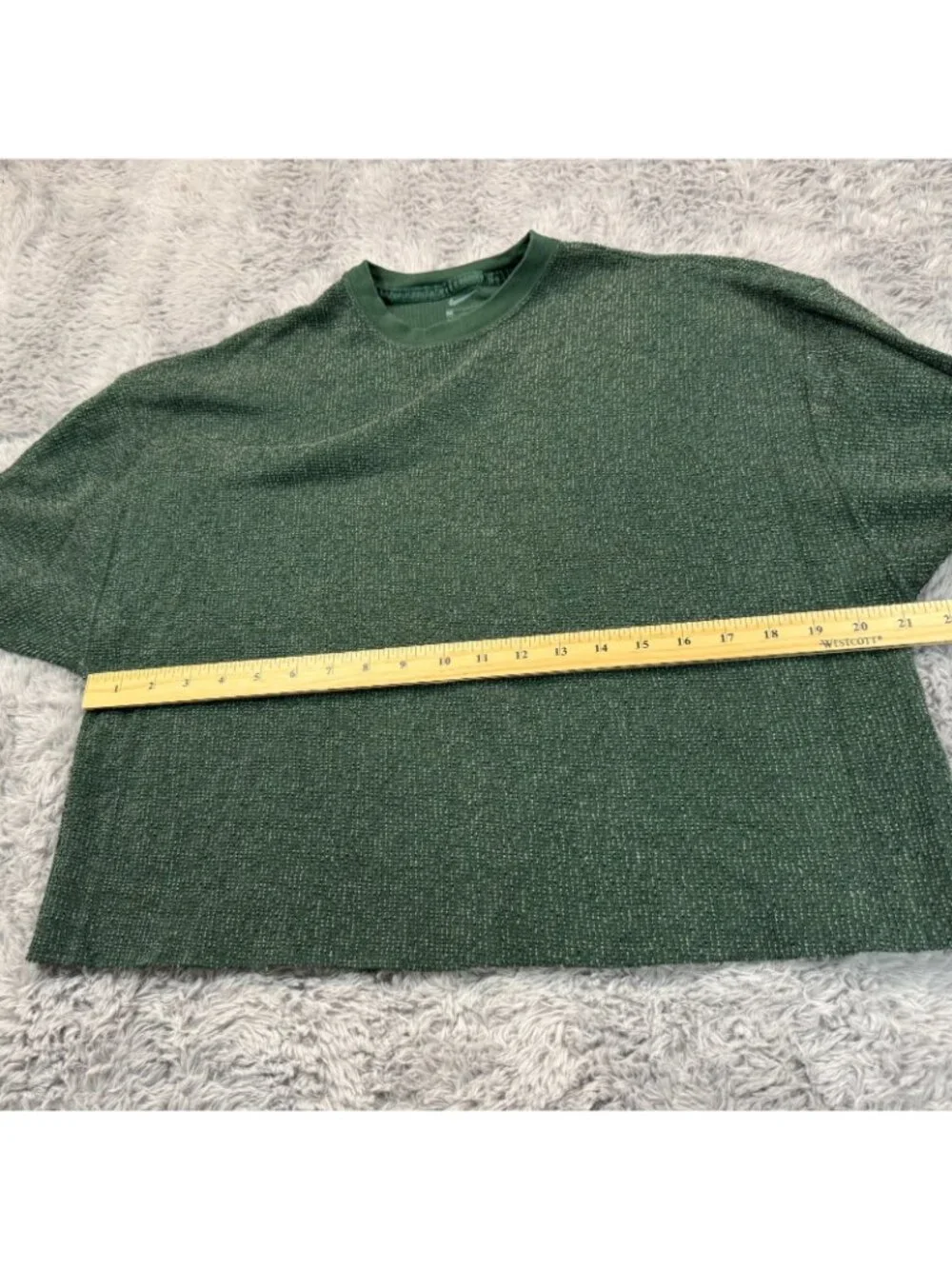 Nike T-Shirt Women's S Green Cotton Cropped Performance Speckled Running Gym